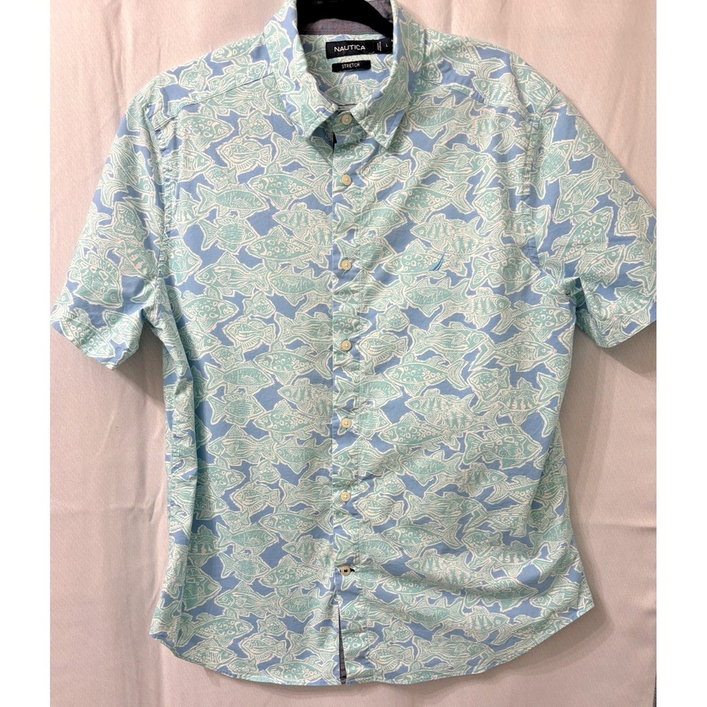 Nautica Mens shortSleeve Shirt‎ Stretch Size Large